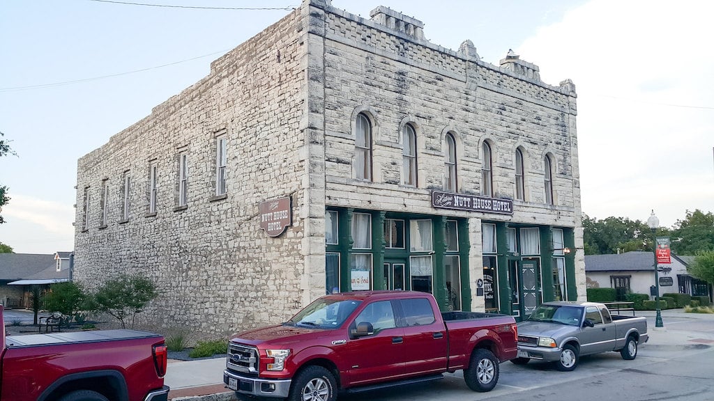 The Nutt House Hotel in the historic town square of Granbury, Texas